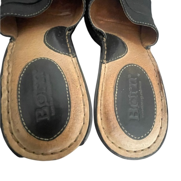 Born Black Leather top slip on sandal-6 - Picture 4 of 7